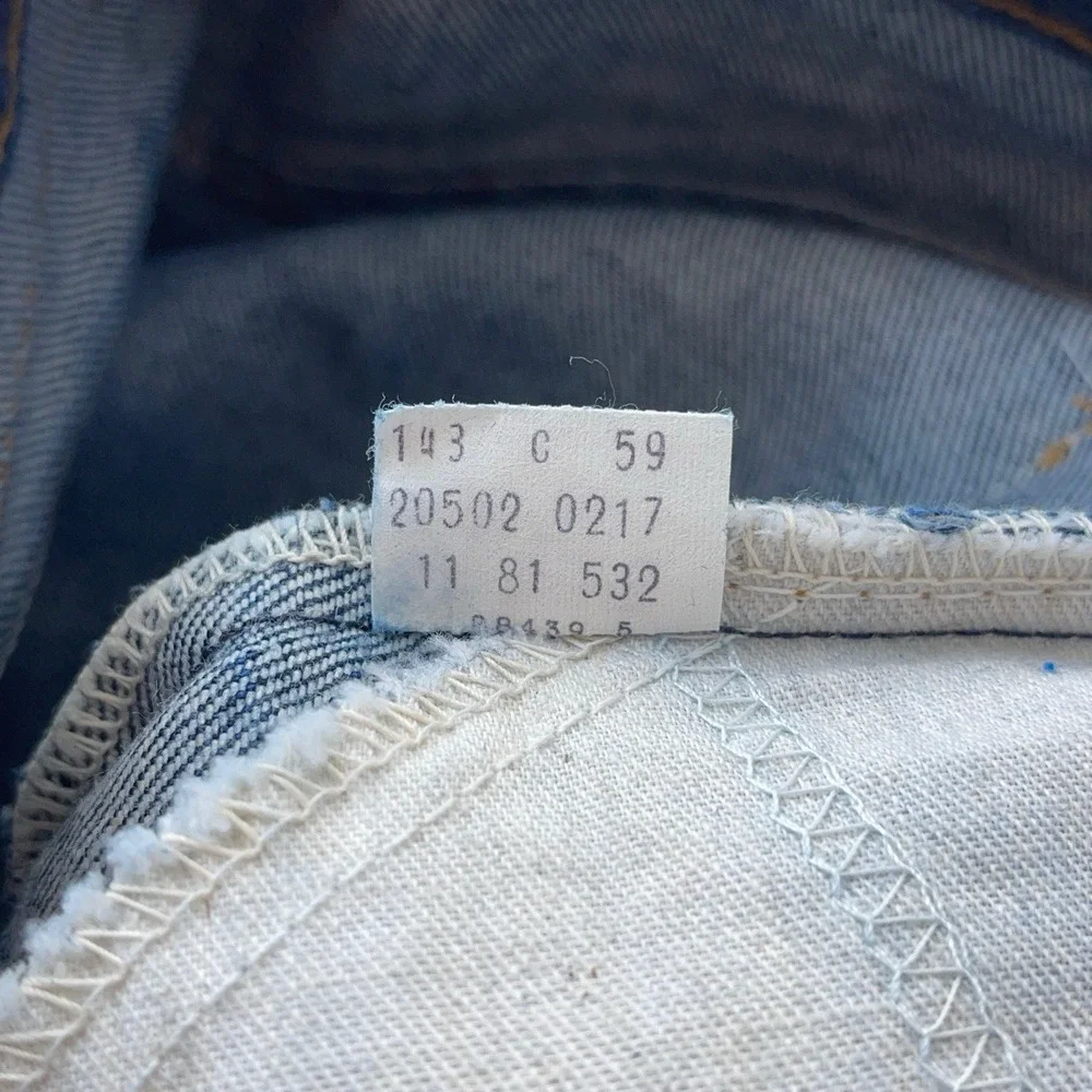 Vintage 70s Levis 20502-0217 Button Fly Dark Wash Raw Denim Jeans 28x30 (27x30)‎